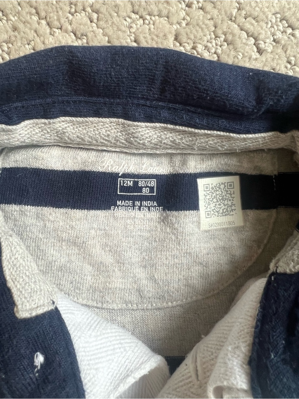 Polo Ralph Lauren Baby Boys Striped Cotton Jersey Rugby Coveralls Size 12 Months - Picture 4 of 5